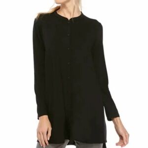 Eileen Fisher Long Tunic Shirt Dress Brown XL Minimalist